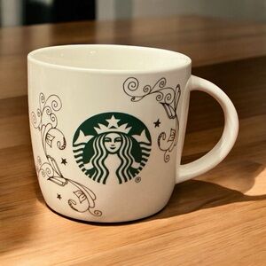 Starbucks Artistic White Mug with Green Logo